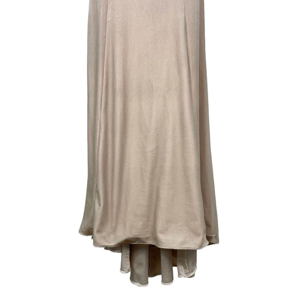 Nouvelle Amsale Sara Dress Full Length Champagne Formal Bridesmaid Velvet Prom - Picture 5 of 12